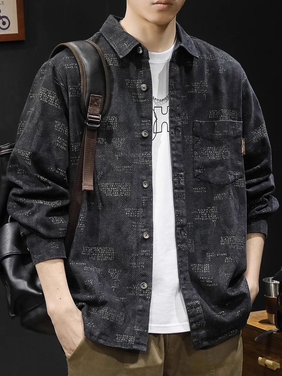 

Новая мужская повседневная рубашка-куртка 2025 года, большие размеры, в корейском стиле, с длинным рукавом, приталенная, из хлопка и полиэстера.