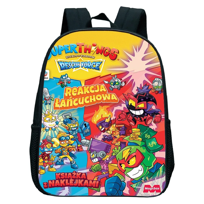 

12 Inch Backpack SUPERTHINGS 3D Print Kindergarten School Bag Waterproof Backapack For Preschool Boys Girls Cartoon Kids Bookbag