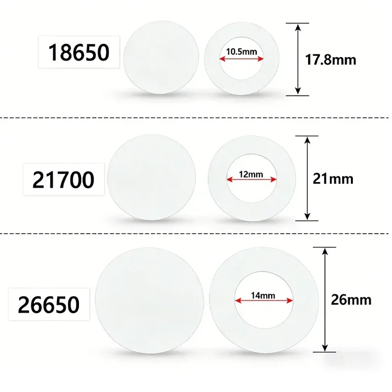100-1000pcs Battery Insulated Gaskets Fish Paper Adhesive Pads Cell Insulation Sticker for 18650 21700 26650 Li-ion Batteries