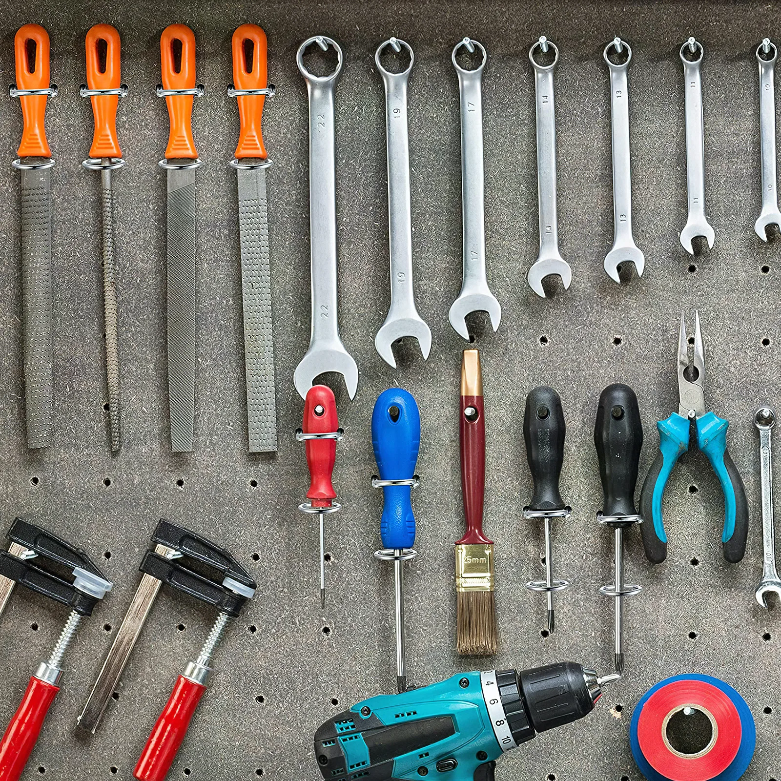 

10Pcs Pegboard Double Ring Screwdriver Holders Iron Tool Hooks Multi-Tool Organizer Garage Storage Pegboard Hooks