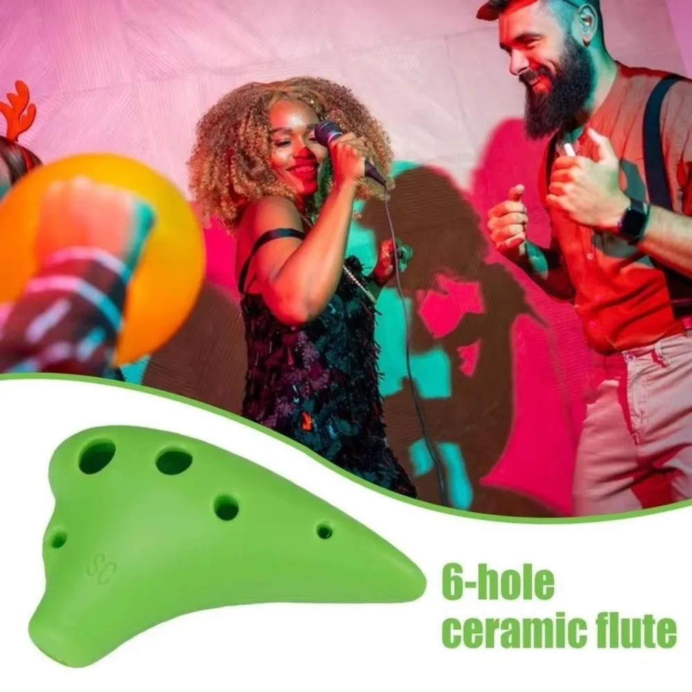 Gifts 6 Holes Ceramic Ocarina Hang Rope Included Playable Pottery Flute Mini Ocarina Music Gift