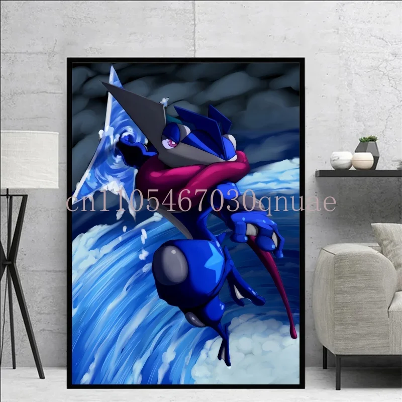Poster Anime Pokemon Peripherals Greninja Gambar Kawaii Seni Cat Air Lukisan Kanvas untuk Hadiah Dekorasi Dinding Kamar Tidur Anak-anak