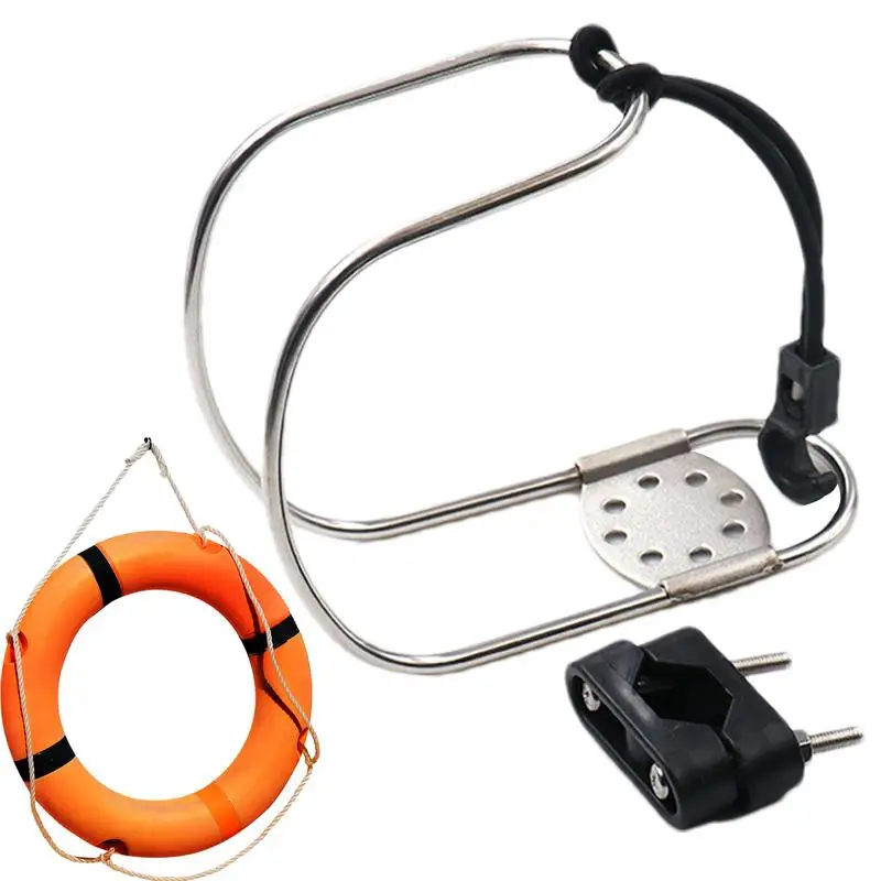 1PCS Marine Stainless Steel Horseshoe Lifebuoy Bracket Adjustable Lifebuoy Holder Ship Lifebuoy Bracket Boat Accessories