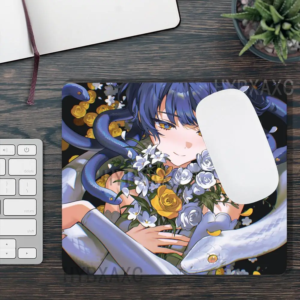HYBXAXC Anime Medusa Snake Hair Girl Small Mouse Pad Desk Desktop Computer Keyboard Wireless Mouse Boy Girl Gift for Play Games