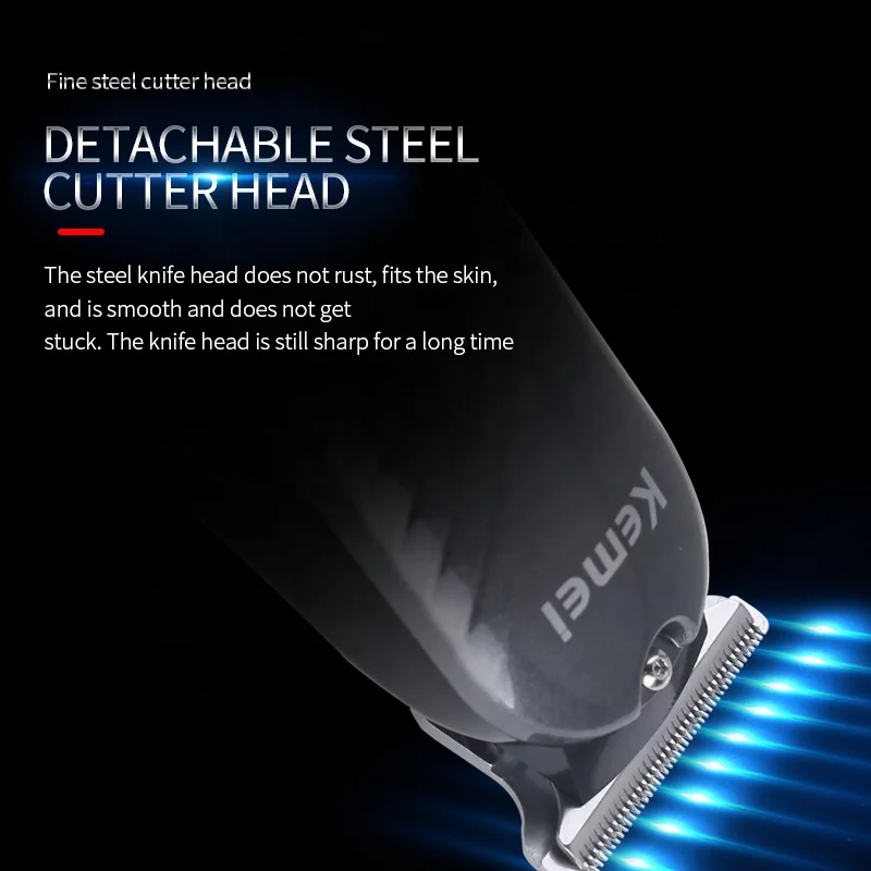 Kemei Professional Hair Trimmer Cordless Type-c USB Rechargeable Hair Clipper Electric Hair Cutting Machine for Men LED Display