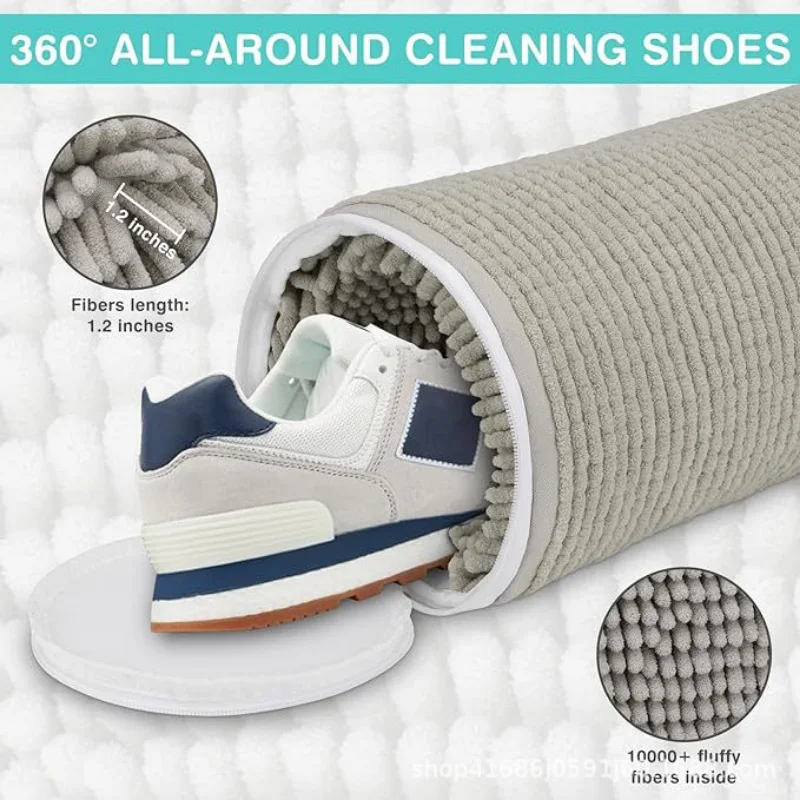 2 قطعة حقيبة غسيل الأحذية الكسولة القابلة للغسل في الغسالة تتكيف مع أحجام مختلفة ومتلك بها ألياف رقيق بالداخل لـ 360 درجة ° تنظيف الأحذية. #5