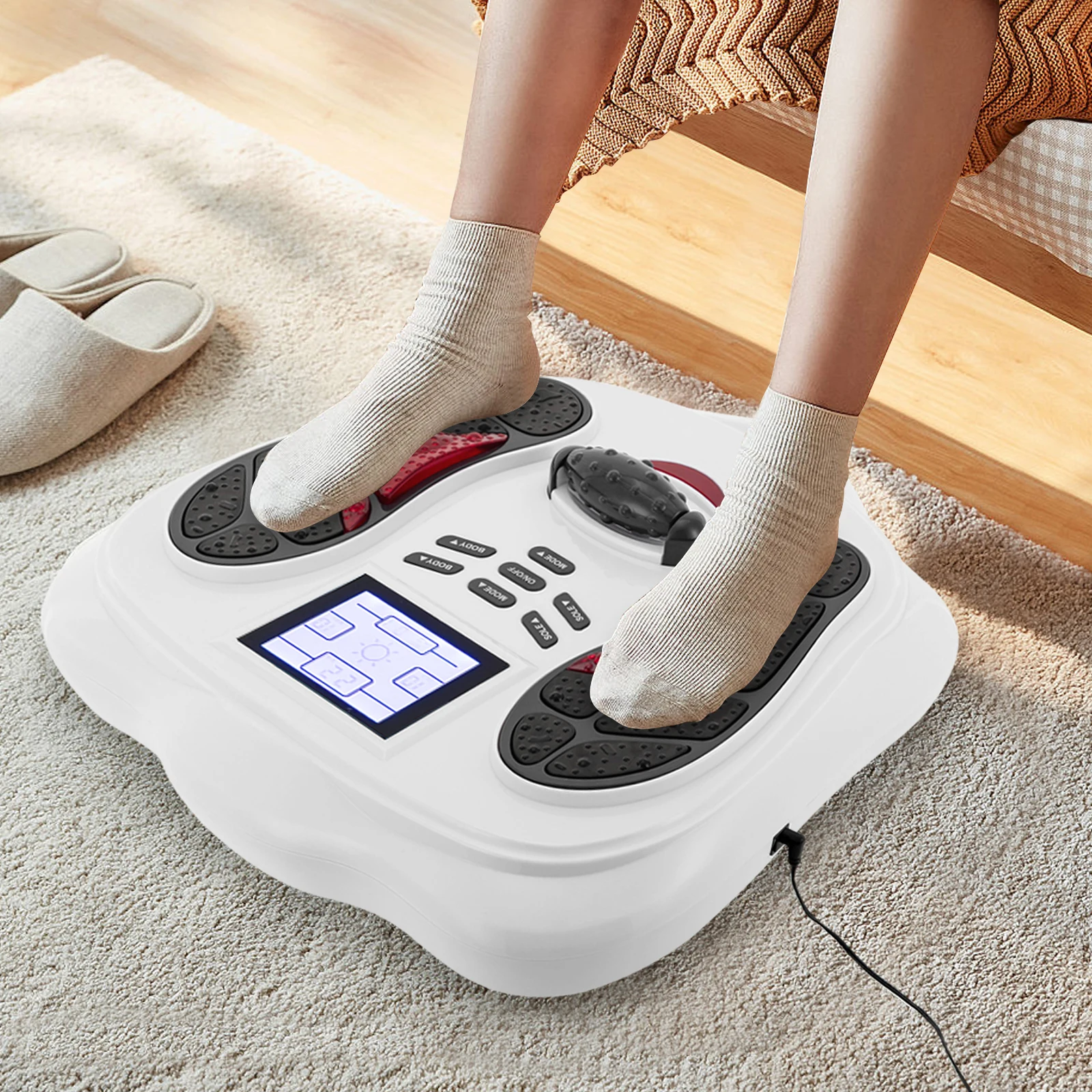 Durchblutungssimulator für Beine, elektrisches Fußmassagegerät mit Fernbedienung, Fußmassagegerät