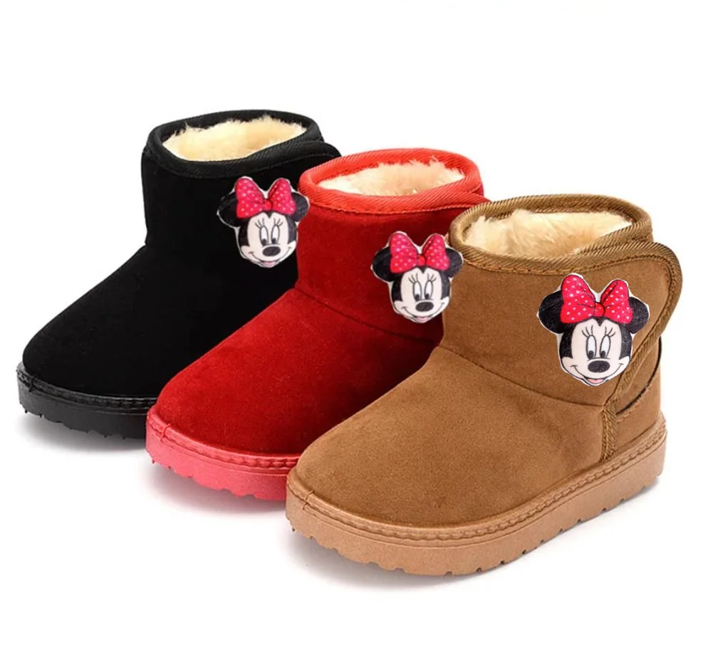 

Disney Mickey Mouse children Cotton Boots minnie Winter Warm Thickened Baby boy girl Boots Rubber Casual Shoes