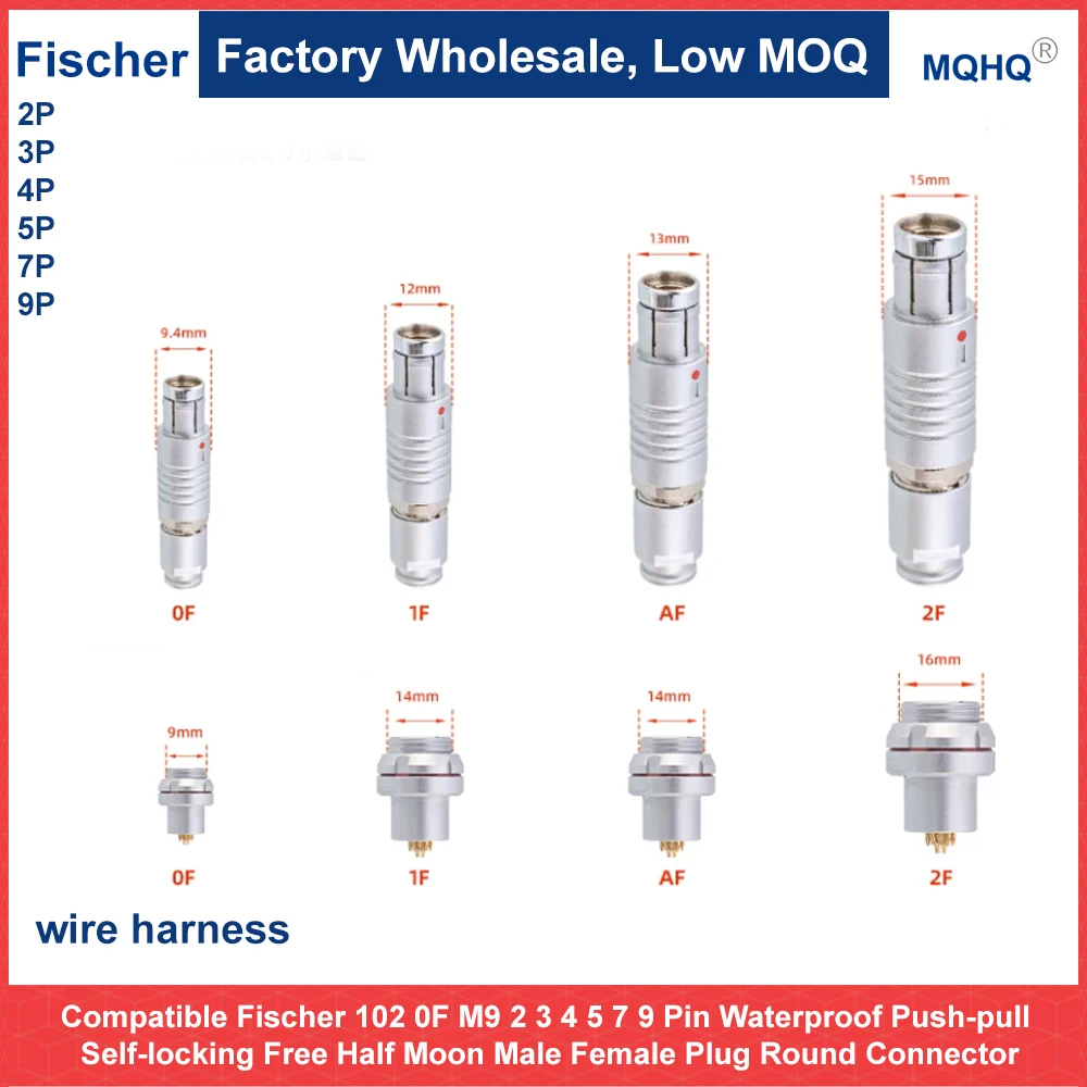 Compatible Fischer 102 0F M9 2 3 4 5 7 9 Pin Waterproof Push-pull Self-locking Free Half Moon Male Female Plug Round Connector