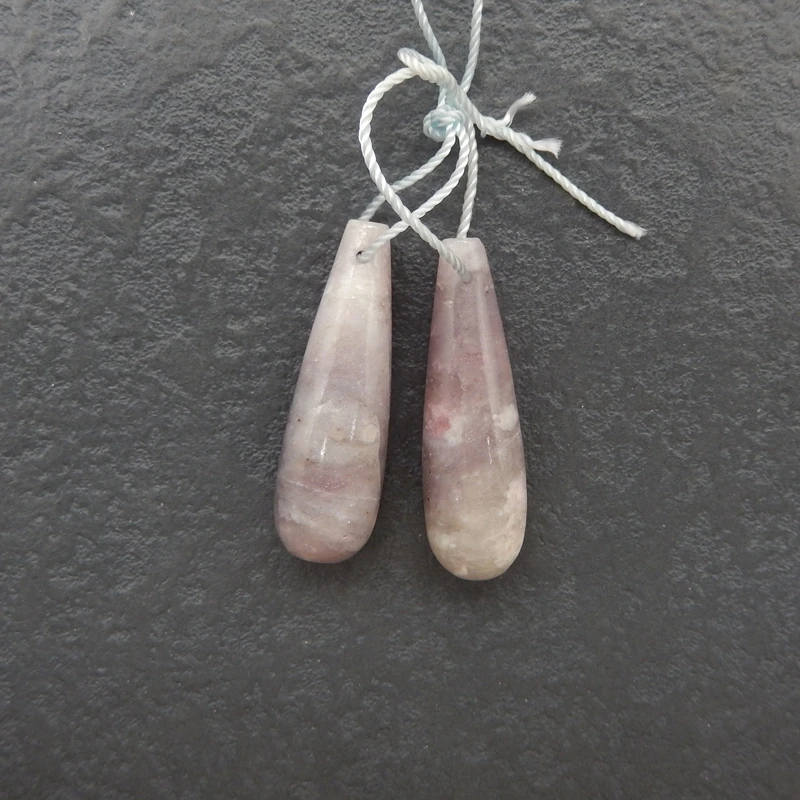 Soft Lavender-Pink Pink Tourmaline Teardrop Drop Earrings Jewelry Set Matching Gemstone Accessory 30x9x9mm-7.2g