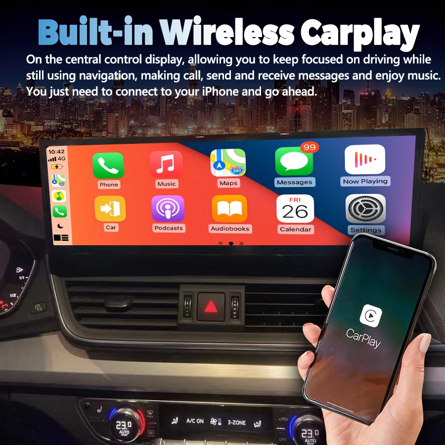 Radio de coche de 14,9 pulgadas para Audi Q5 Q5L Sq5 2018 - 2020 CarPlay inalámbrico Android Auto reproductor de vídeo Multimedia unidad principal estéreo GPS