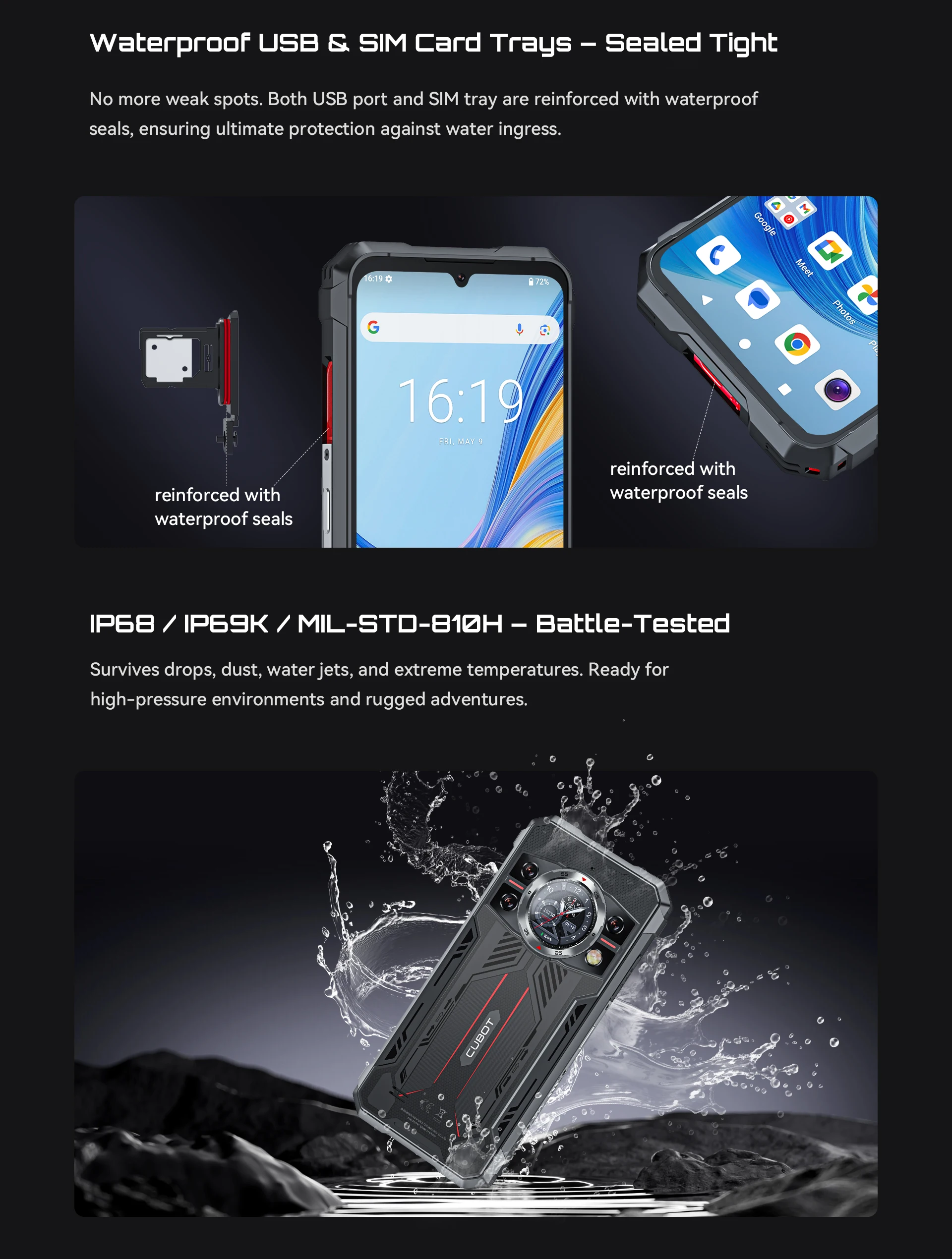 Cubot Kingkong 11 NFC 5G Rugged Phone Dimensity 7025 1.45" Rear Dual Screen 10200mAh 8GB/16GB+256GB Phone108MP 33W Cellphone