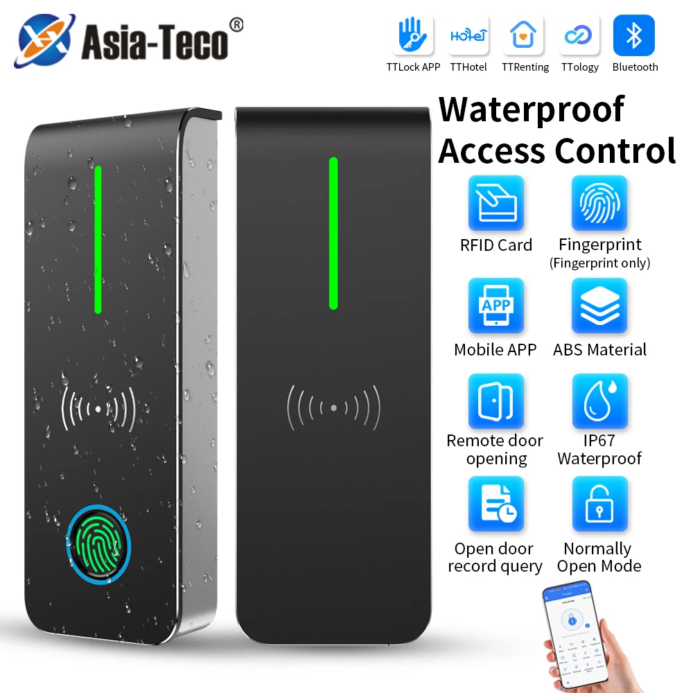 TTLock Fingerprint Access Card Reader IP67 Waterproof Bluetooth APP Unlocks RFID NFC Card Easy Card Reader Home Security System