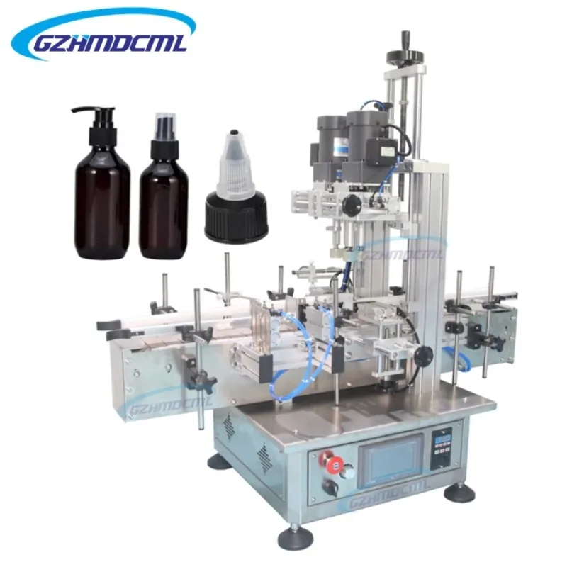Automatic Essential Oil Dropper Bottle Cap Tightening Screw Lid Vial Capping Machines With Cap Feeder For Glass Jars