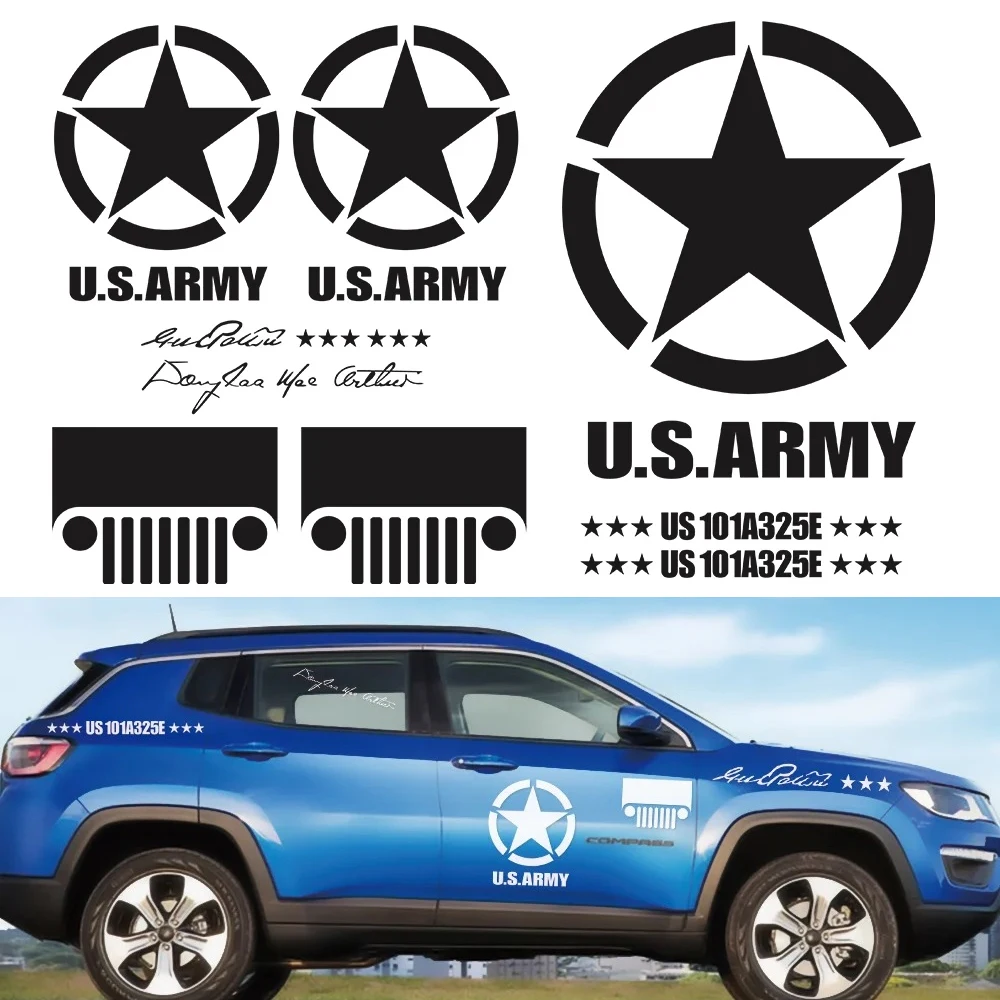 

Car Sticker Door Side US Army 101A325E Style Vinyl Decal For Jeep Renegade Wrangler JK TJ Rubicon Cherokee Patriot Trail Hawk