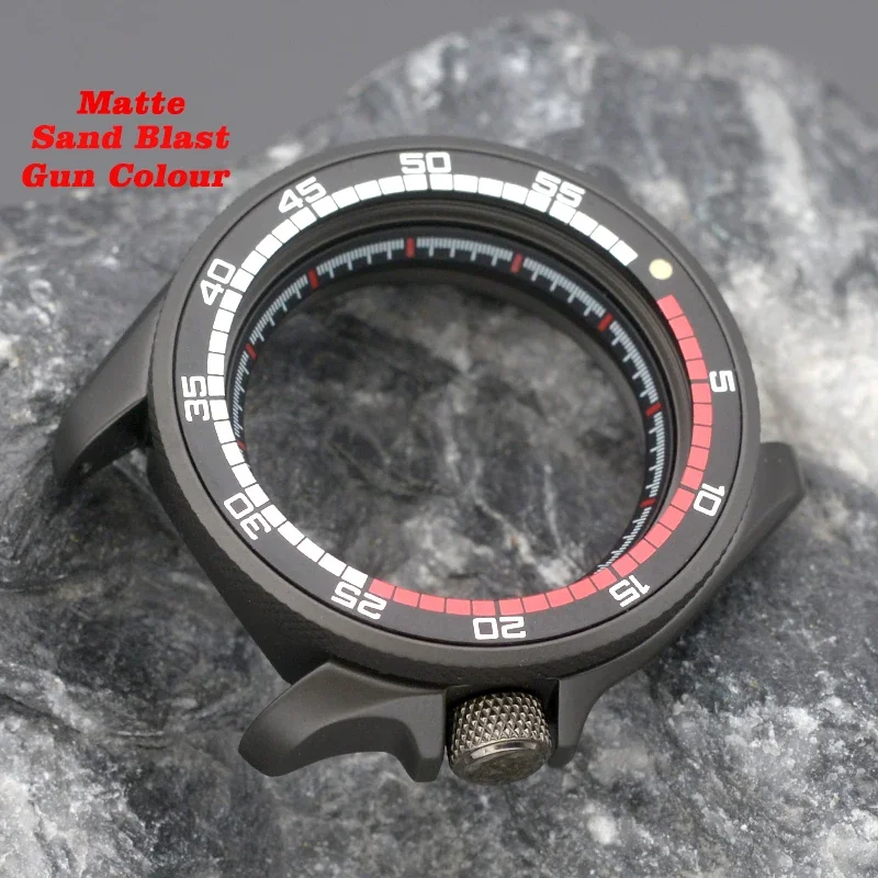 Mod Sand Blast Matte Gun Colour Watch Case SKX009 SKX007 Fit NH34 NH35 NH36 Automatic Movt Stainless Steel Sapphire Glass Case