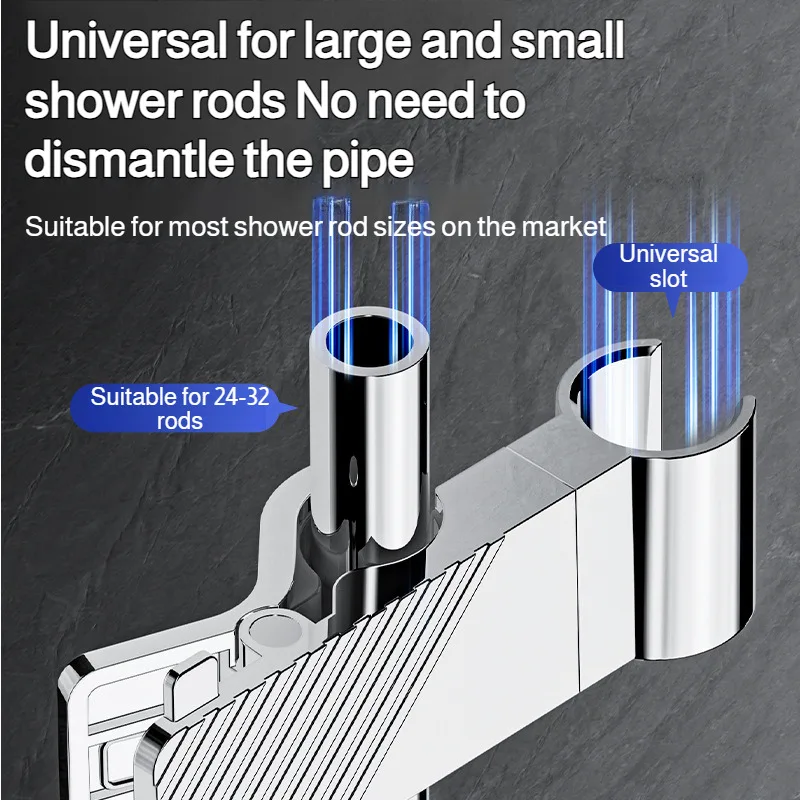 Free Adjustable Shower Rod Nohole Nozzle Accessories Lift and Slide Sleeve Fixed Shower Bracket