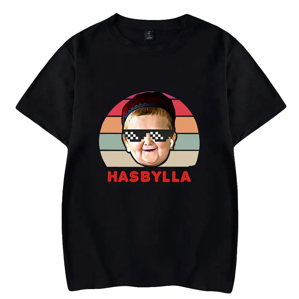 Hasebula-ユーモラスなインフルエンサーのTシャツ,男性用のカジュアルな半袖シャツ,100%