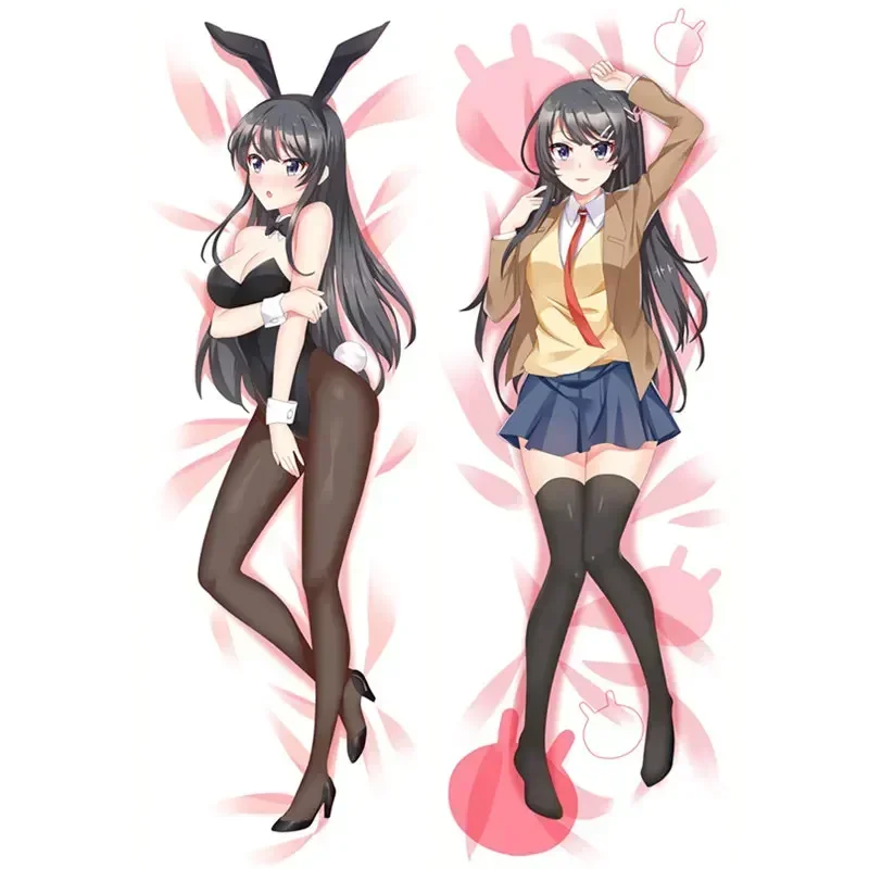 Anime Rascal Does Not Dream of Bunny Girl Senpai Sakurajima Mai Dakimakura Case Two-sided 3D Print Bed Hugging Body Pillow Cover