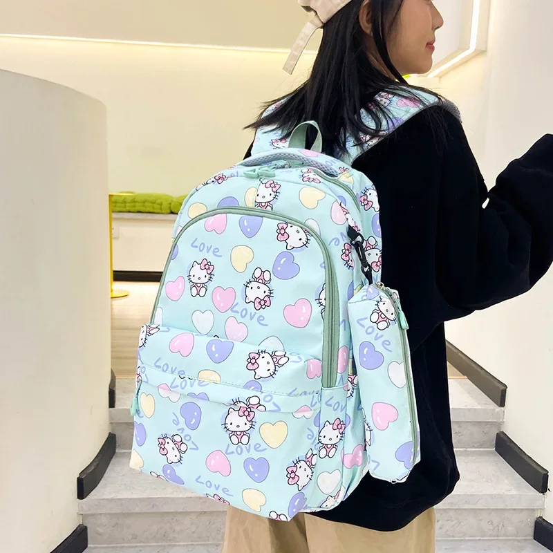 Sanrio Ins Hello Kitty Student Schoolbag Large Capacity New Backpack Lightweight Campus Cartoon Backpack