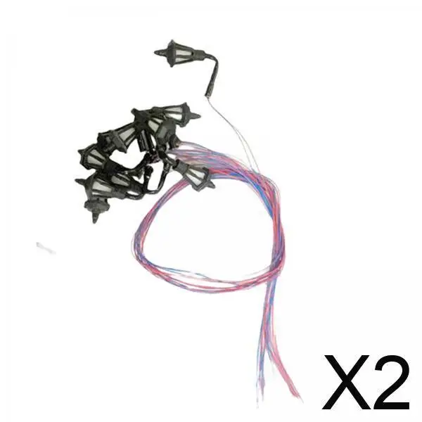 2x Maßstab Modell Zug LED Licht Miniaturen Hängelampen Pfosten Outdoor Eisenbahn Szenen Zubehör