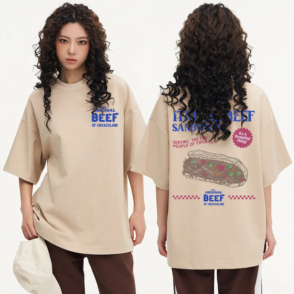 

Italian Beef Sandwich The Bear TV Show T-shirts The Original Beef of Chicagoland Graphic T-shirt Men Women Cotton Retro T Shirts