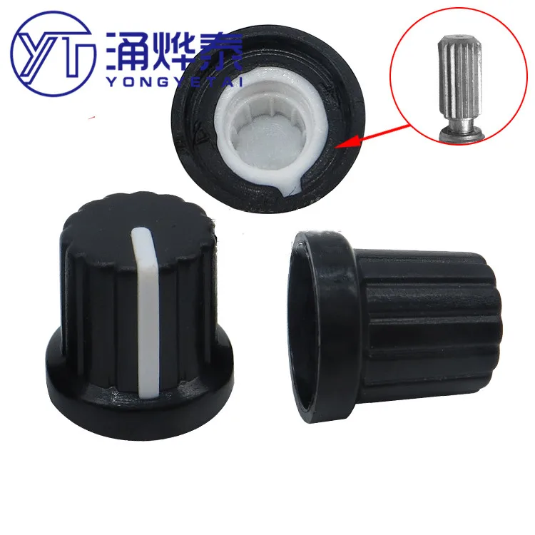 YYT 10PCS 15mm two-color plastic knob with white marking on black background