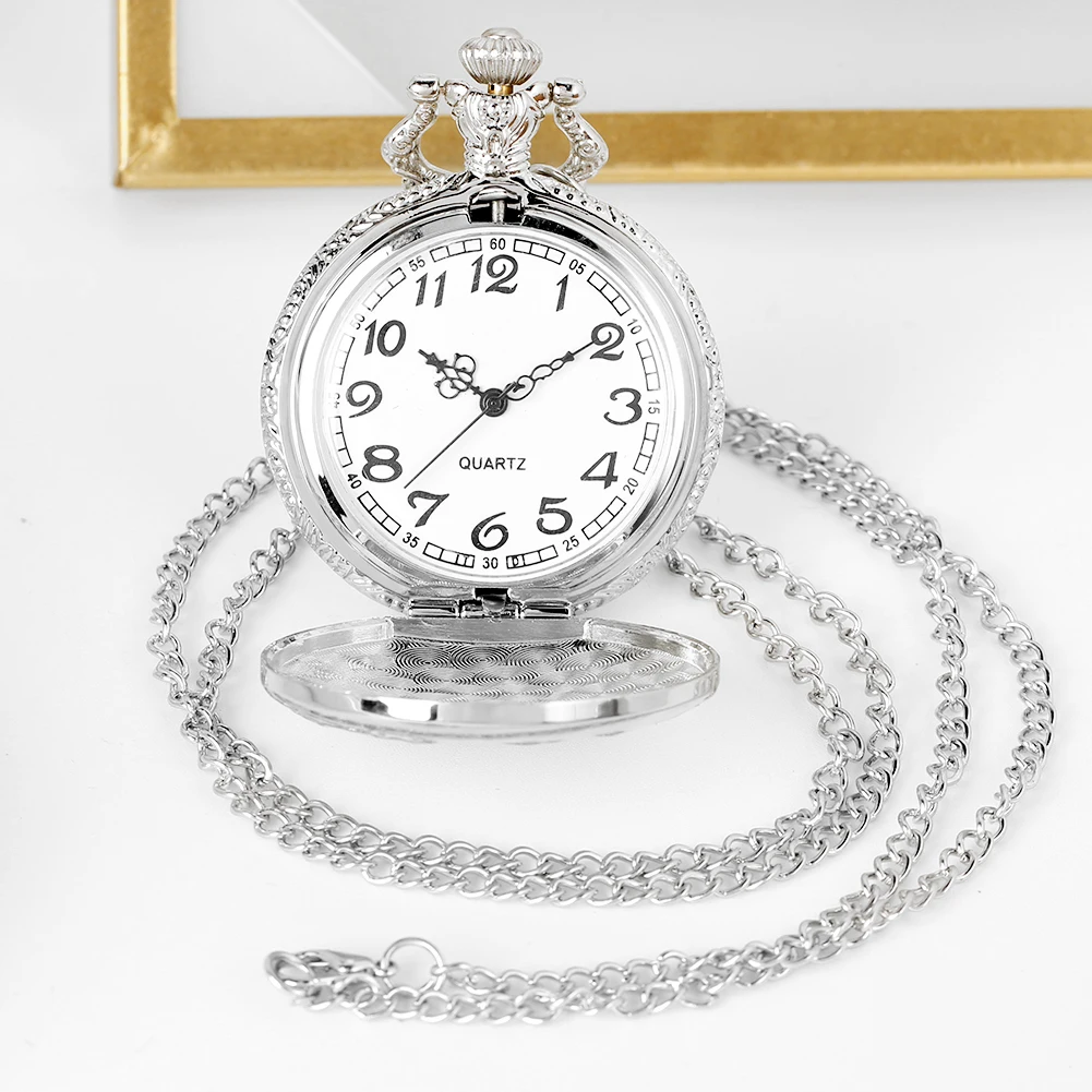 Silver/Bronze Truck Pattern Vintage Necklace Pocket Watch Quartz Analog Pendant Watch Gift Men Women