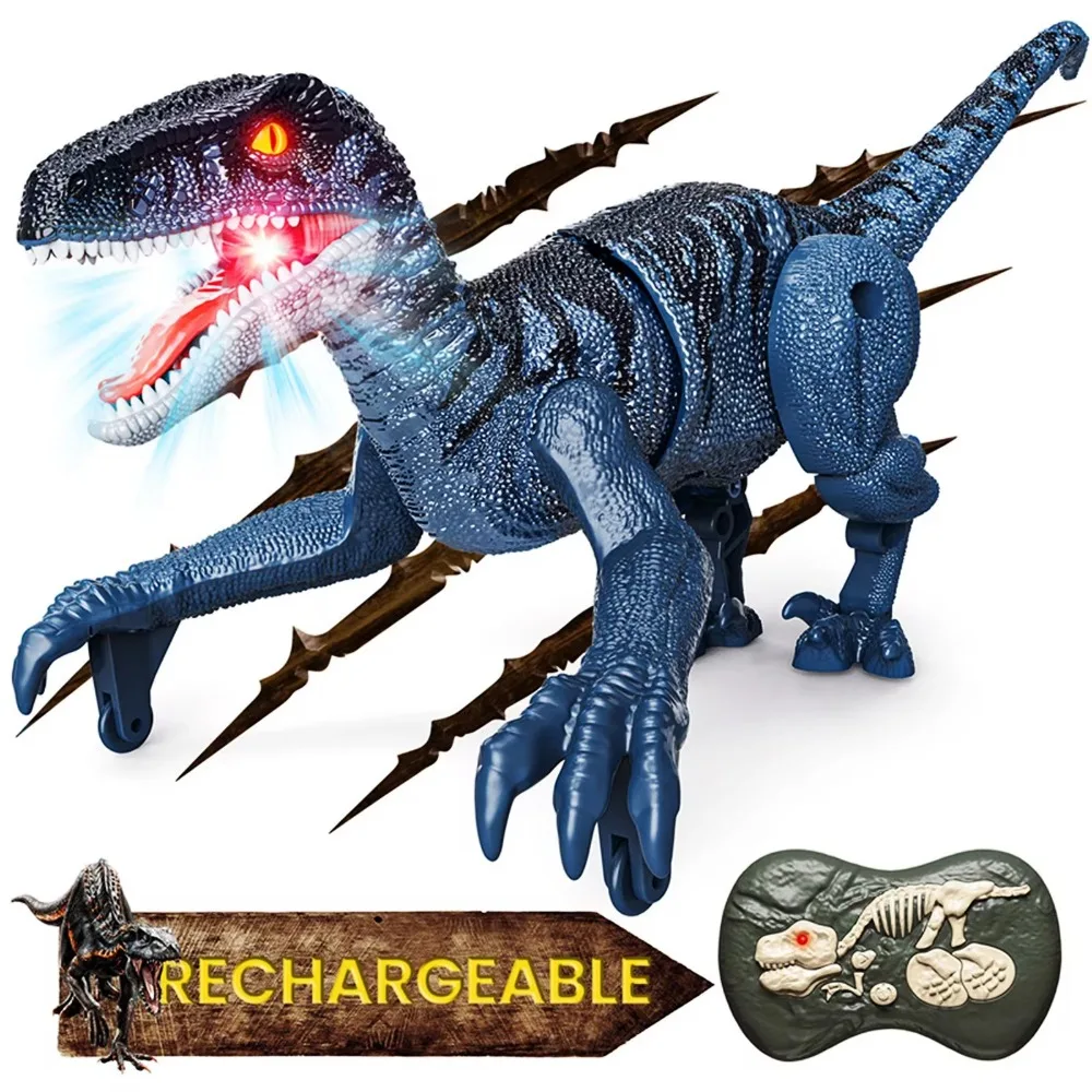 Con sonido ligero Control remoto dinosaurio juguetes grande 2,4 GHz Robot simulación Velociraptor multifuncional caminar Velociraptor Dino