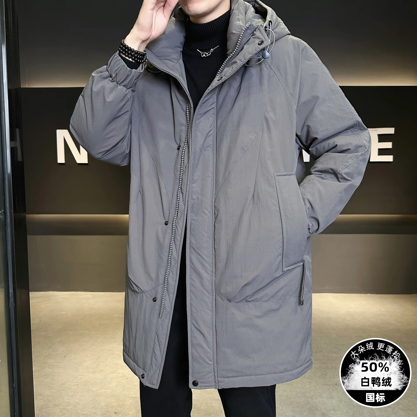 

Casual Warm Mid-Length Hooded Duck Down Jackets 2025 Winter Windproof Puffer Coats Outwear Thicken Padded Top Parkas Clothing