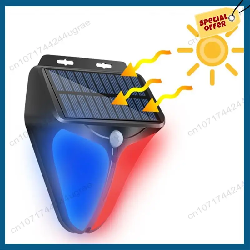 -A15I أضواء الإنذارات الشمسية في الهواء الطلق 26LED استشعار جسم الإنسان الصوت والضوء تحذير الجدار ضوء حديقة تحذير نظام الأمن