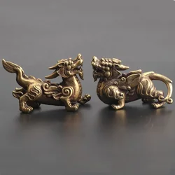 2pcs/Pair Copper Chinese Mythological Animals Home Decoration Dragon Head Oxtail Horseshoe Moose Deer Body Brass Decor Ornaments