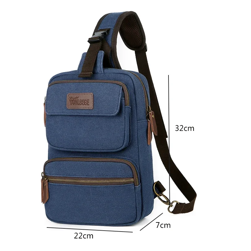 Bolso cruzado de Almacenamiento Simple para hombre, bolsas de mensajero de hombro, de lona, portátil, de viaje corto, mochila de pecho