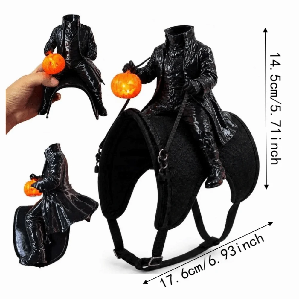 Kreatives Kopfloses Reiter-Katzenkostüm, Kürbislaterne, 3D-Katzensattel-Kostüm, Leichtes Schwarzes Katzenreiter-Kostüm für Cosplay-Events – Detail 1