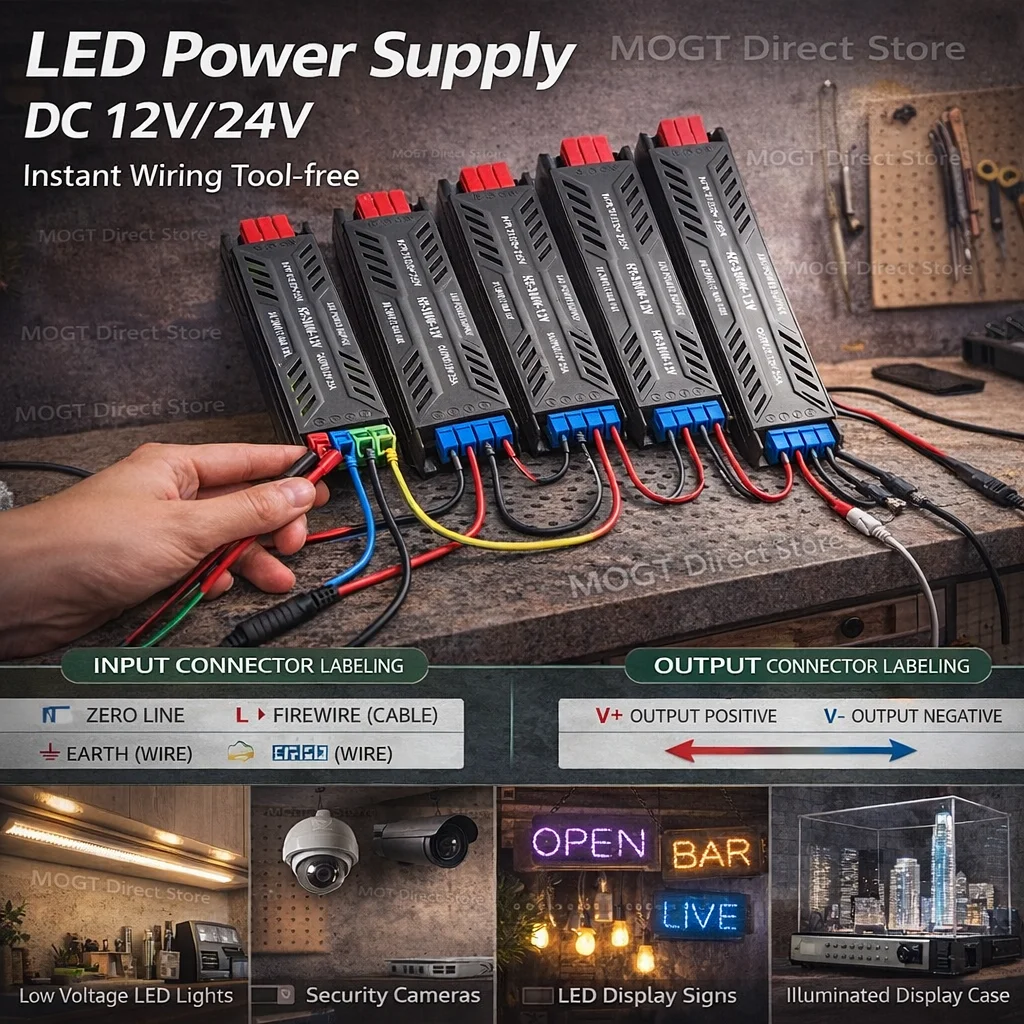 

Блок питания DC12V 24V 60W 100W 200W 300W 400W 500W, ультратонкий, с охлаждением, трансформатор, LED-драйвер для светодиодных лент COB 5050