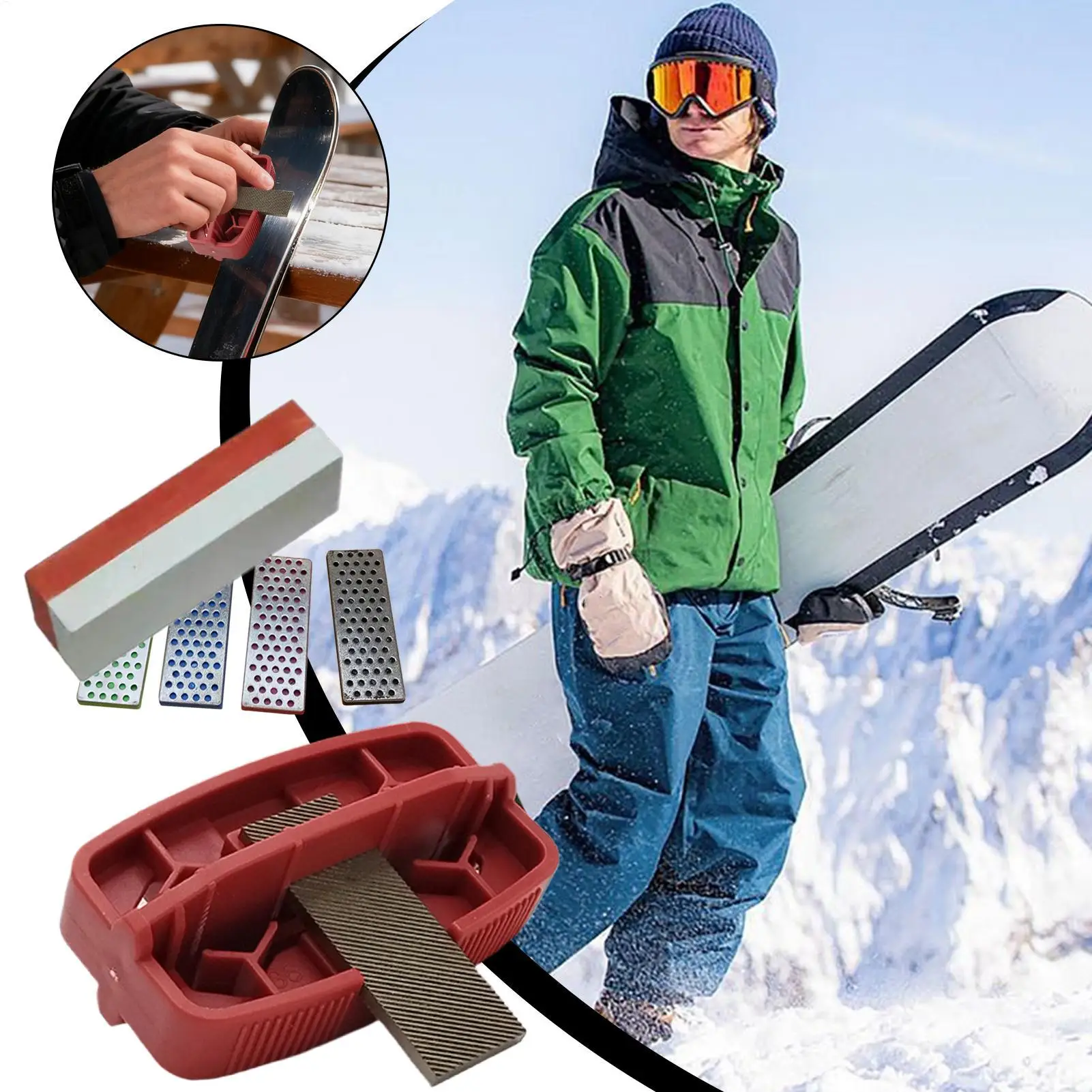 Ski Edge Tuner Ergonomic Alloy Sharpening Set for Maintenance Family Friend Outdoor Sports Skiing Snowboarding Winter