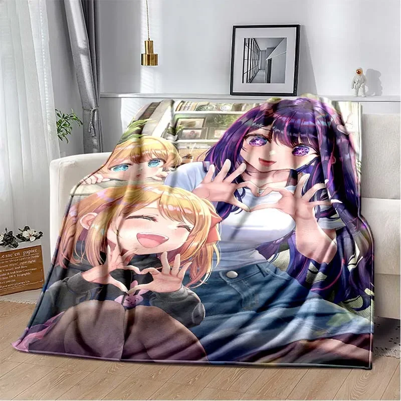 Oshi No Ko Anime Throw Blanket Kawaii Girl Aquamarine Hoshino Soft Flannel Thin Blankets for Bed Sofa Cover Bedspread Home Decor