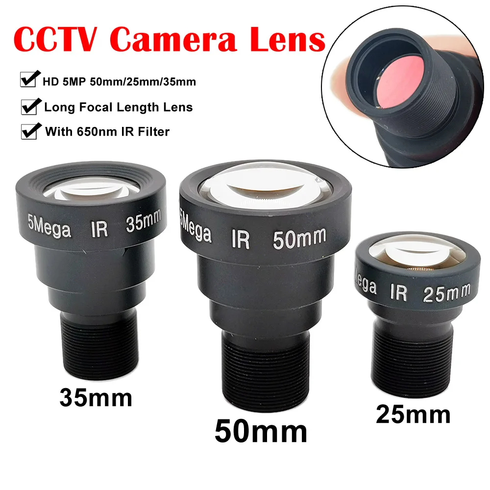 HD 5 Megapixel 50mm 25mm 35mm Long Focal Length M12 CCTV Lens With 650nm IR Filter For AHD EKEN SJCAM Xiaomi Yi Gopro Sport Came