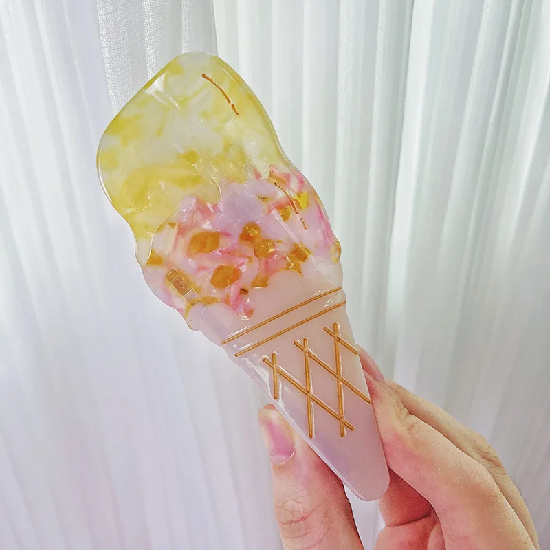 Cartoon Ice Cream Acetate Hair Claw Clips Cute Sweet Bucket Ice Cream Hairpins Accessories Jewelry Gift Tiara Funny Headwear