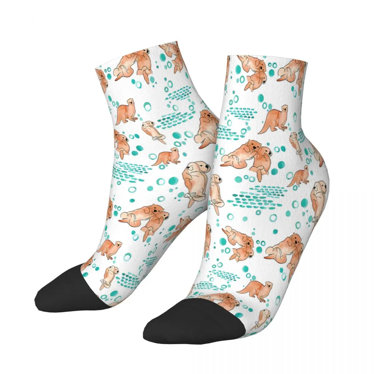 Underwater Watercolor Art Sea Otter Otters Ankle Socks Male Mens Women Summer Stockings Polyester