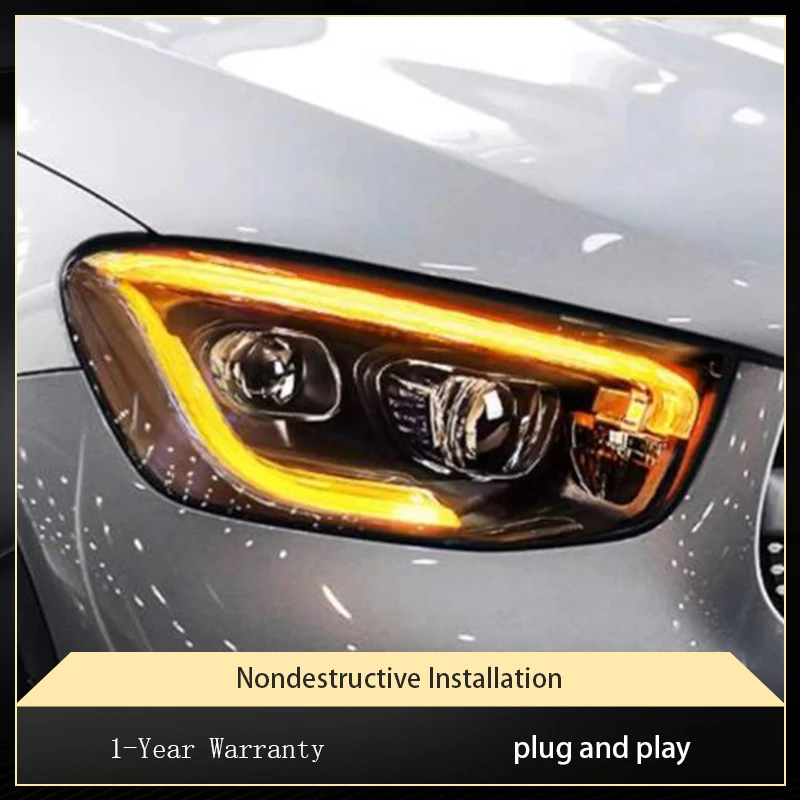 Car Styling For Benz GLC Headlight 2020 2021 2022 Front Lamp DRL Turn Signal Highlight Full LED Bulbs Projector Lens Auto