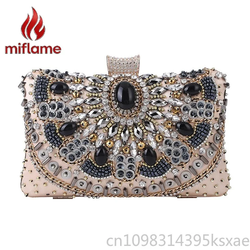 

Вечерняя сумочка-клатч ручной работы с бисером и стразами, женская косметичка, сумочка для макияжа, для свадьбы, вечеринки, выпускного, гламурная