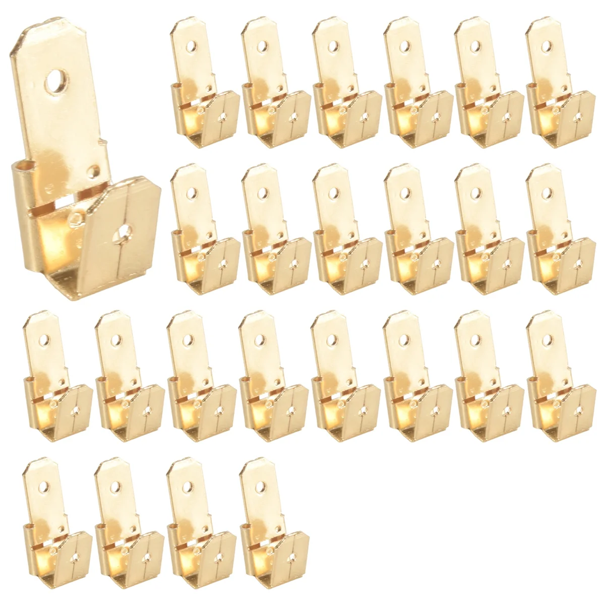 

A50U 25 Pcs Piggyback Spade Connectors, 3 Way Adapter Dual Male to Single Female Brass Quick Disconnect Connectors