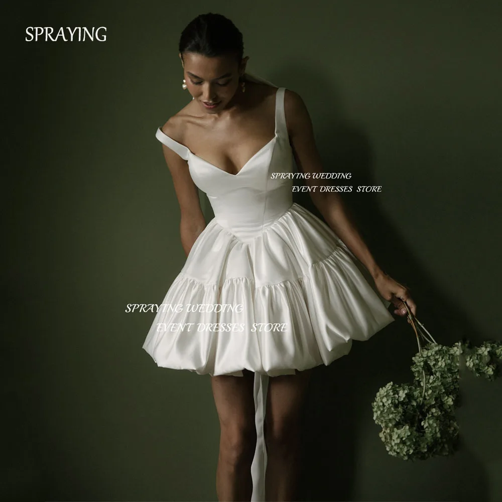 

SPRAYING Mini Short Wedding Dress Customized Spaghetti Straps A Line Bridal Gowns Ball Simple Lace Up Short Bride Dresses 2025