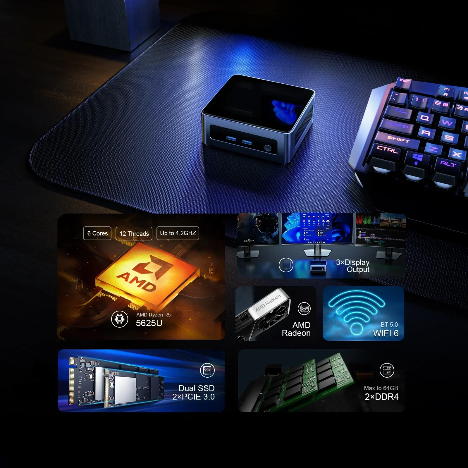 Chatreey Mini PC Ryzen 5 5625U 16GB 512GB SSD