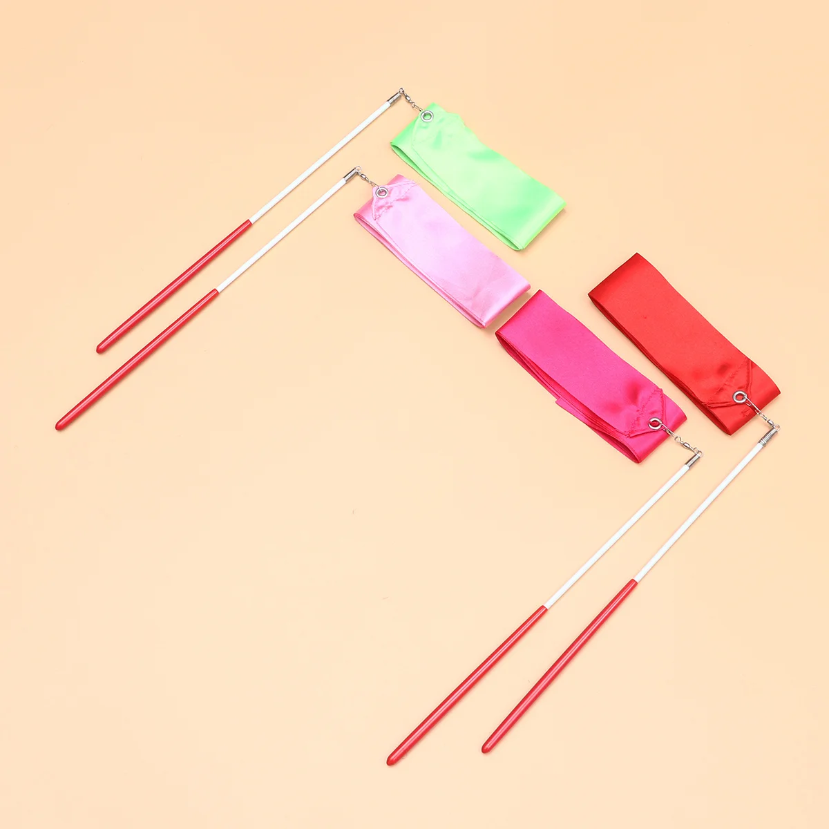 

8Pcs Artistic Gymnastics Ribbon Pack Pink Rosy Red Green Dance Streamer for Chinese Oriental Dance Practice