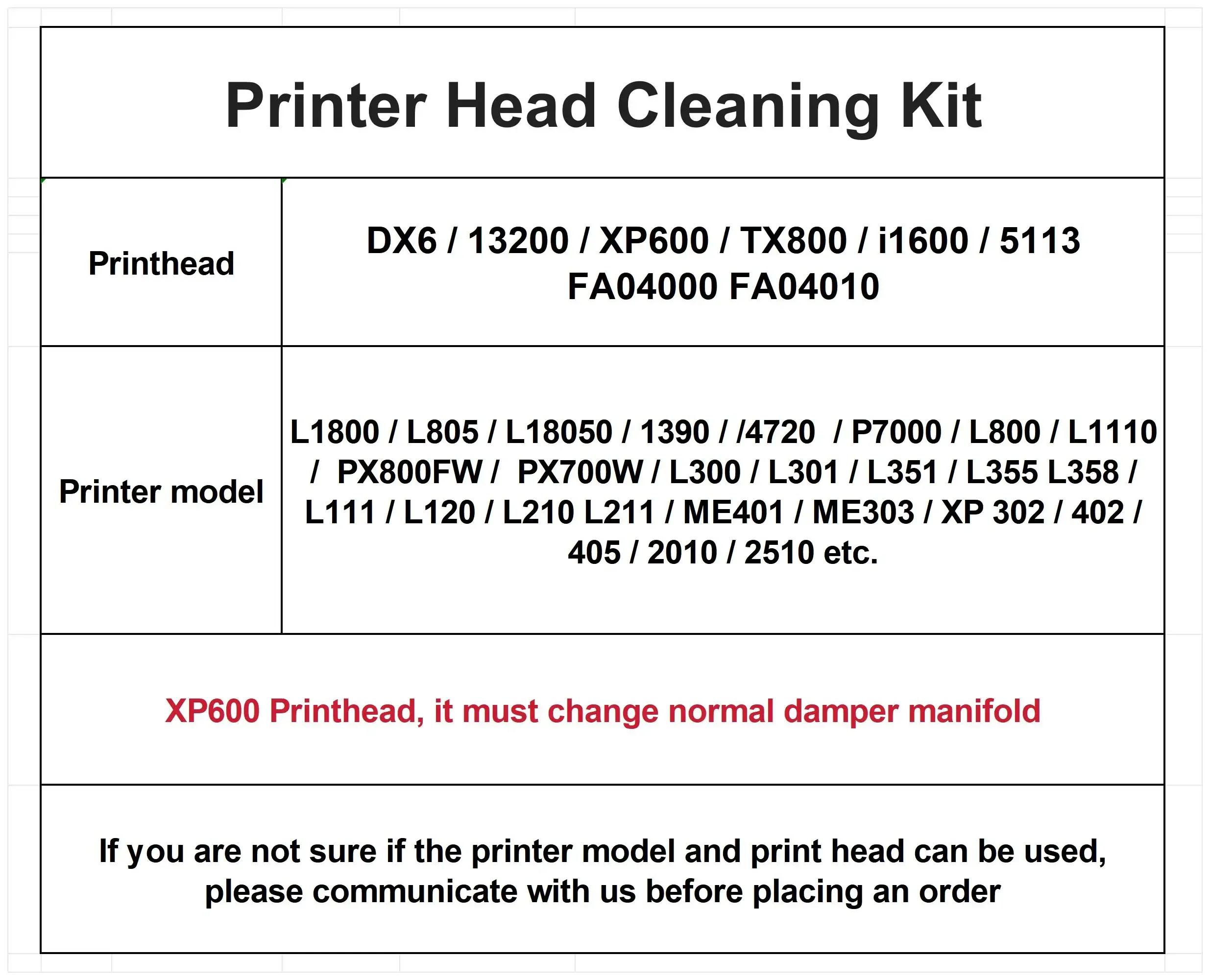 Imagem -02 - Limpador de Lavadora de Cabeçote para Epson Cabeça de Impressão Desbloquear L1800 L3150 Dtf Dx6 I3200 Xp600 Tx800 I1600 5113 Fa04000 Fa04010