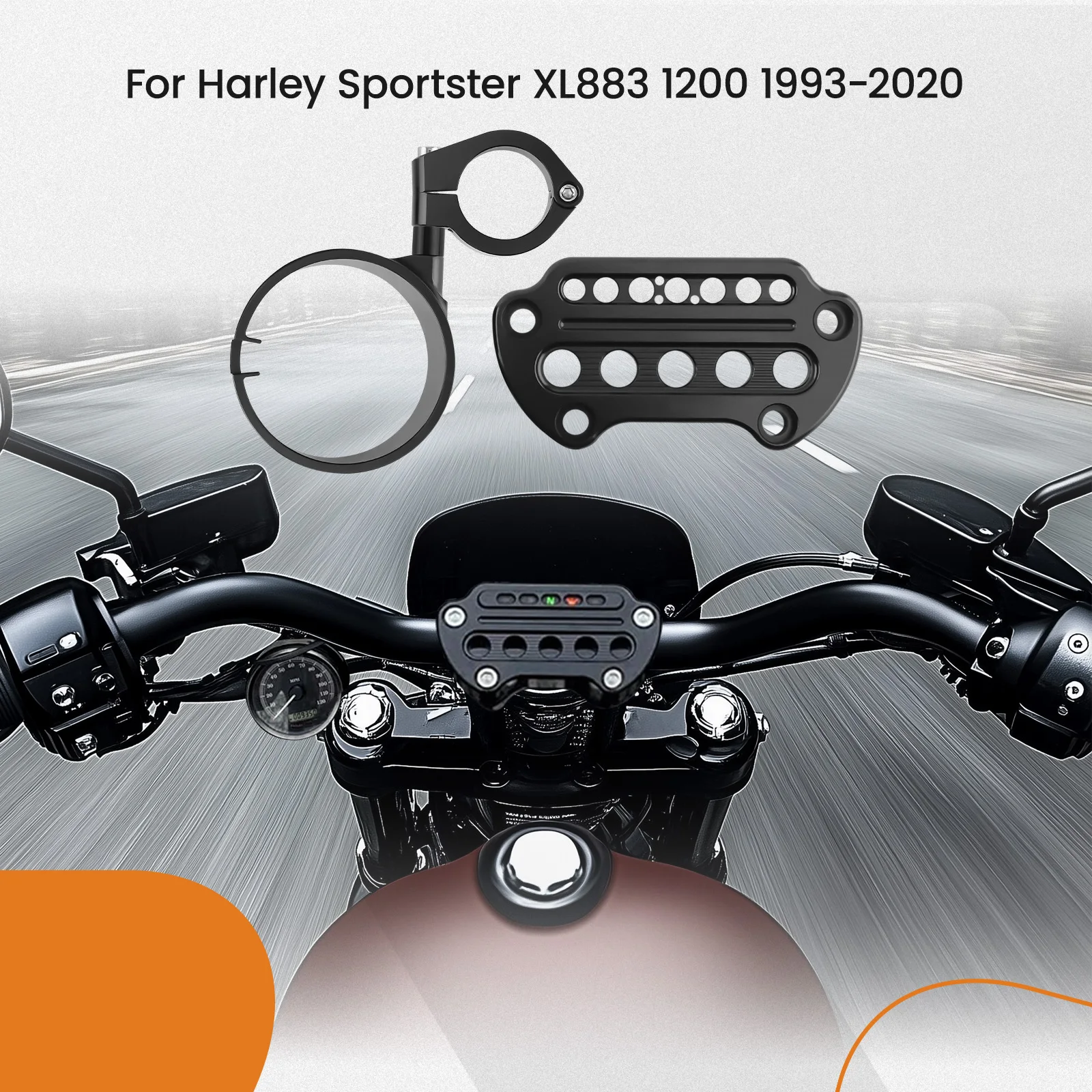 Боковой индикатор спидометра, зажим на руль, подходит для Harley Sportster XL883 1200 1993 1994-2020, черный