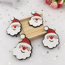 10pcs 35*49mm Felt Fabric Paillette Santa Claus Appliques Wedding DIY Patches Sewing A395