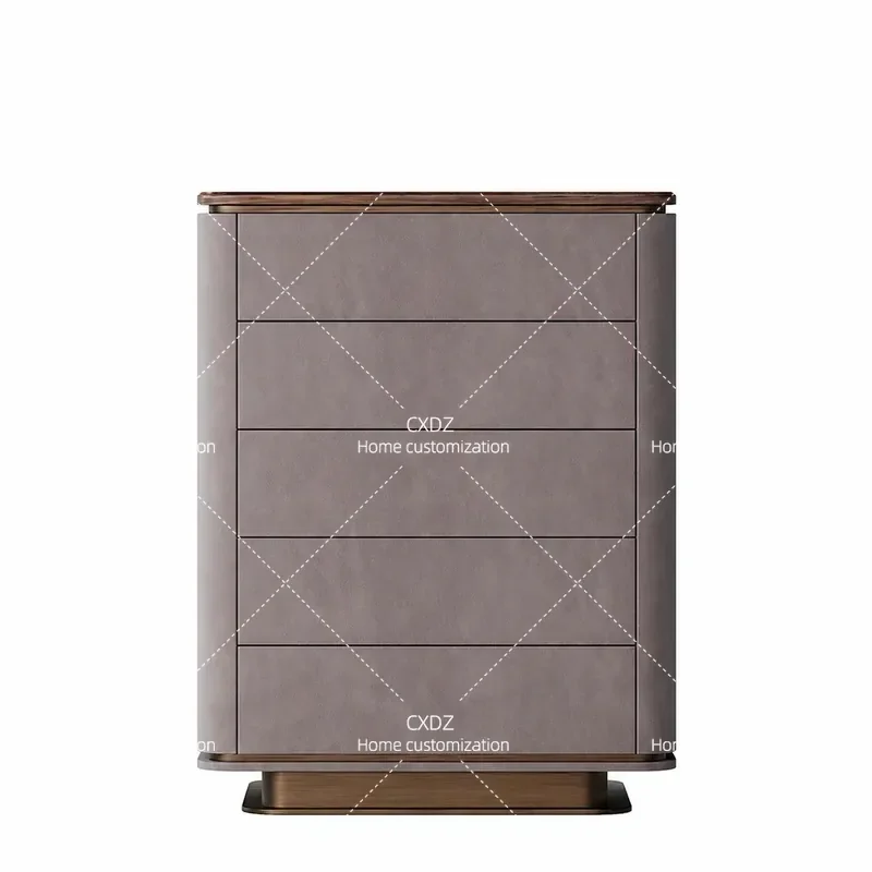 Italian minimalist solid wood chest villa living room household black walnut storage decorative cabinet modern light luxury
